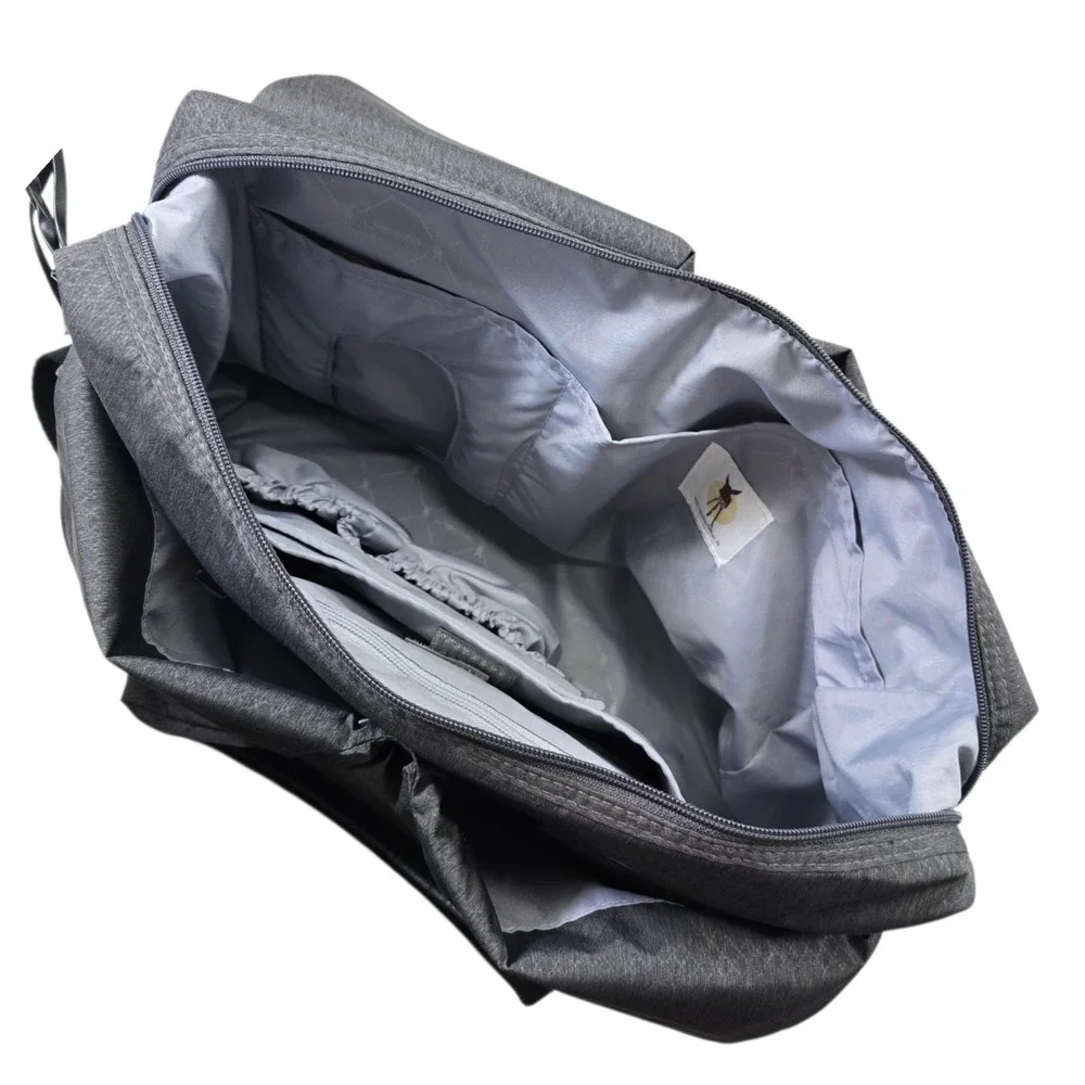 Lassig Neckline‎ Diaper Bag Charcoal Gray Recycled Polyester with Changing Mat